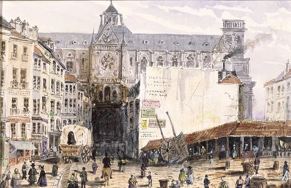 View of St. Eustache seen from the Rue Montmartre, 1830 (w  /  c on paper)