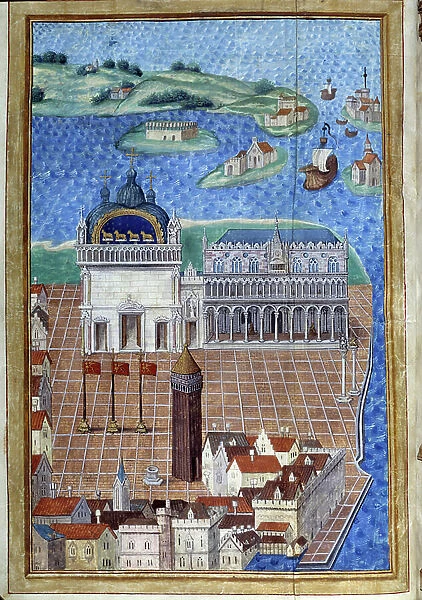 View of St. Mark's Square with the Doge's Palace' Miniature taken from ' Description or deals with the government and regime of the city and seigneury of Venice'"