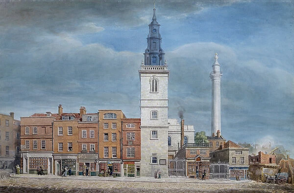 View of St. Michael Church, Crooked Lane, London, designed by Christopher Wren