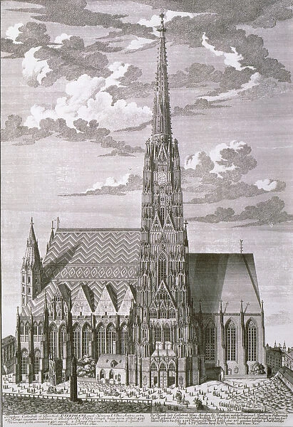 View of St. Stephans Cathedral, Vienna engraved by George-Daniel Heumann (1691-1759)