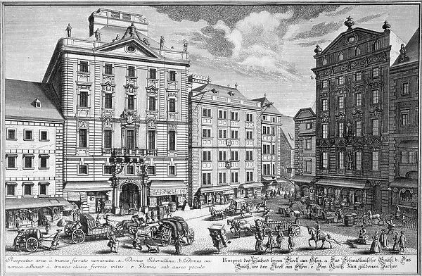 View of Stock-im-Eisen-Platz, Vienna engraved by Karl Remshard (1678-1735) (engraving)