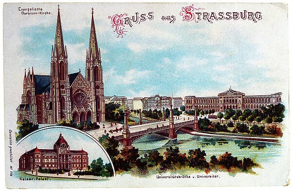 View of Strasbourg Cathedral Chromolithography of the late 19th century