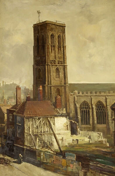 View of Temple Church (oil on canvas)