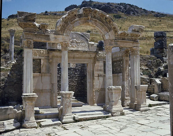 View of the temple of Hadrian on the street of Curetes