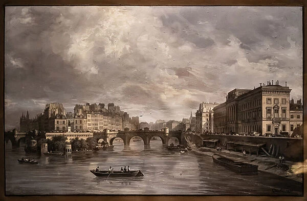 View of the the Pont Neuf, 1830 (tempera on paper)