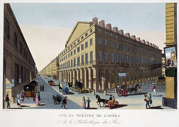 View of the theatre of the Opera (Comedie Francaise) and the library of the king - in