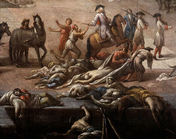 View of the Town Hall (of Marseille) during the plague of 1720, (detail)