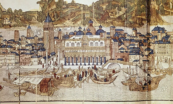 View of Venice (Doges Palace, St. Marks Square) (xylography, 1486)