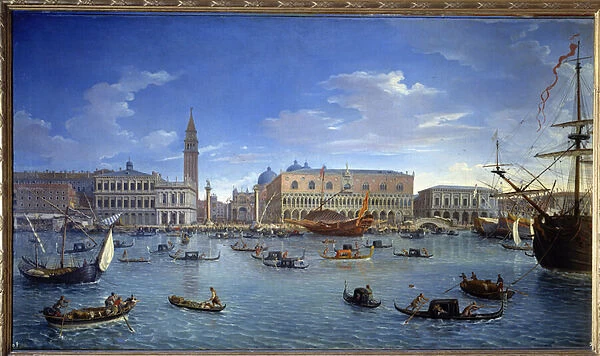 View of Venice, the pier, the square and the Doges Palace