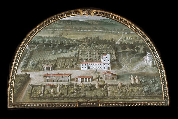 View of Villa di Colle Salvetti near Livorno, Italy (Tempera, 1599)