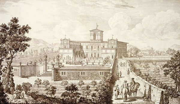 View of the Villa di Montughi, from Views of Tuscany by Giuseppe Bouchard