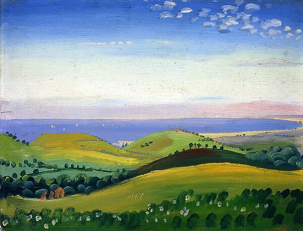 View from the White Hart, Guestling, Sussex, c. 1911-12 (oil on panel)