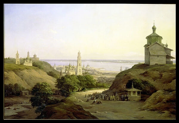 View of Yuryevets, on the Volga, 1851 (oil on canvas)