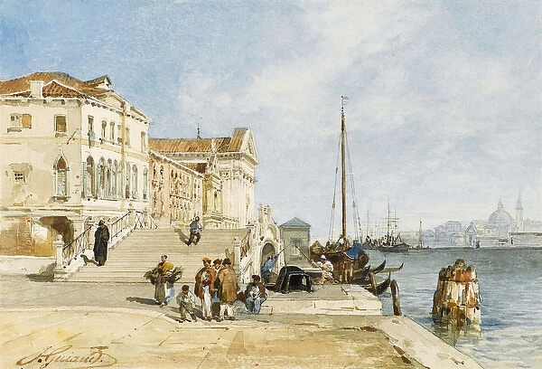 View of the Zattere dock, Venice (w  /  c on paper)