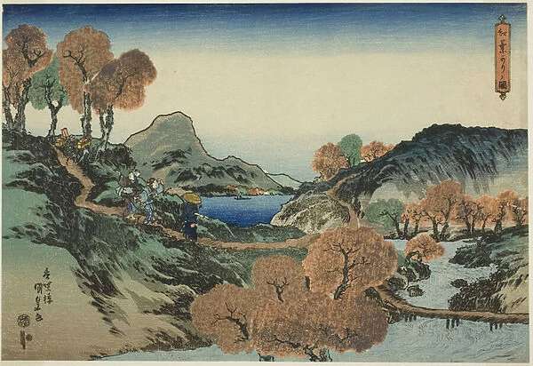 Viewing Maple Trees, 1835 (colour woodblock print)
