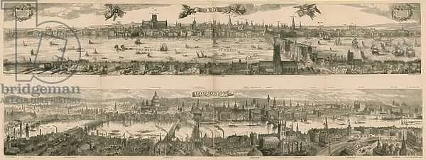 Two views of London: 1616 and 1890 (engraving)