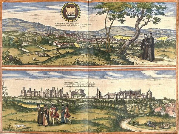 Views of Oxford (Oxonium) and Windsor (Vindesorium), England (etching, 1572-1617)