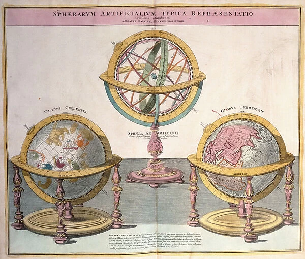Vignettes of the World from Grosser Atlas, 1725 (hand-coloured engraving)