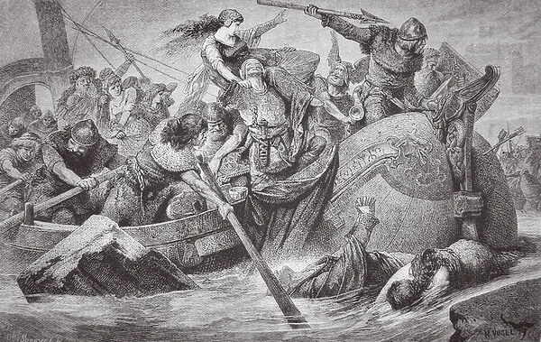 Vikings on a plundering expedition in the 9th century (engraving)
