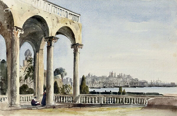 The Villa Doria at Genoa, 1829 (pencil & w  /  c on paper)