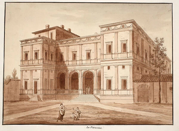 Villa Farnesina, 1833 (etching with brown wash)
