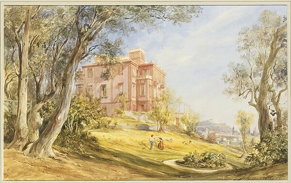 Villa Madama, Rome, 1855 (pencil & w  /  c on paper)