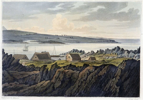 A Village of Iceland: Havenfiord - in 'Travels in the Island of Iceland during the summer of the year 1810'by Sir George Stewart Mac Kenzie, 1811