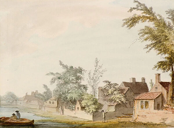 A Village by a Lake, 18th century (w  /  c)