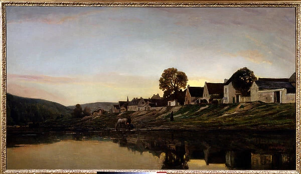 Village near Bonnieres Painting by Charles Francois Daubigny (1817-1878