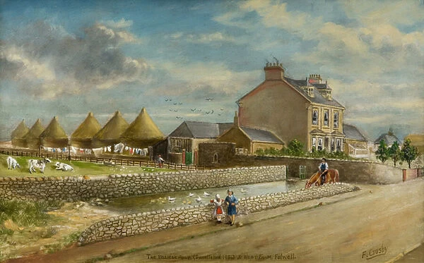 The Village Pond and West Farm, Fulwell (oil on panel)