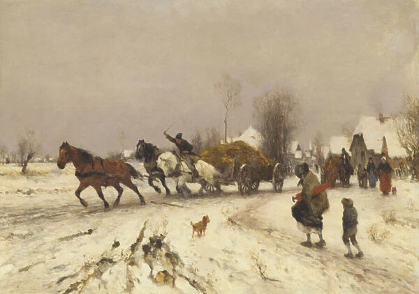 A Village in Winter, 1876 (oil on panel)