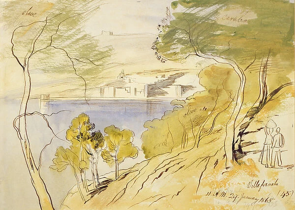 Villefranche, 1865 (pen and ink, w  /  c and gouache on paper)