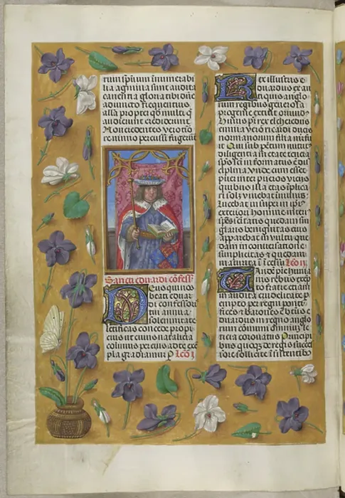 Framed Print : Violets. BL3281355 Violets; British Library, London, UK; (add.info.: Book of Hours Framed Print : Violets. BL3281355 Violets; British Library, London, UK; (add.info.: Book of Hours