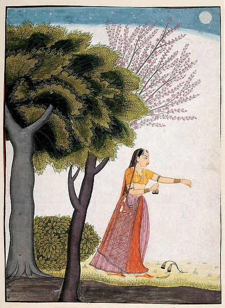 Vipralabdha nayika, c. 1770 (opaque w  /  c & gold on paper)