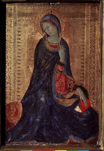 Virgin Annunciate. Peinture de Simone Martini (1280  /  85-1344), 1340-1344. Tempera sur bois. Art gothique. Musee de l Ermitage, Saint Petersbourg