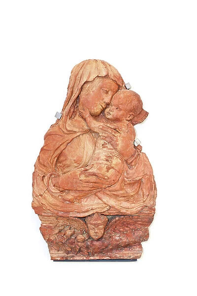 The virgin and child, about 1450, (terracotta with traces of paint)