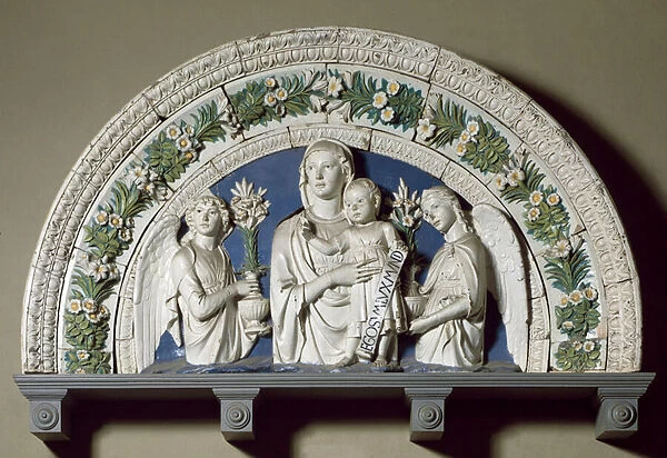 Virgin and Child and Angel. 15th century (Terracotta low relief)