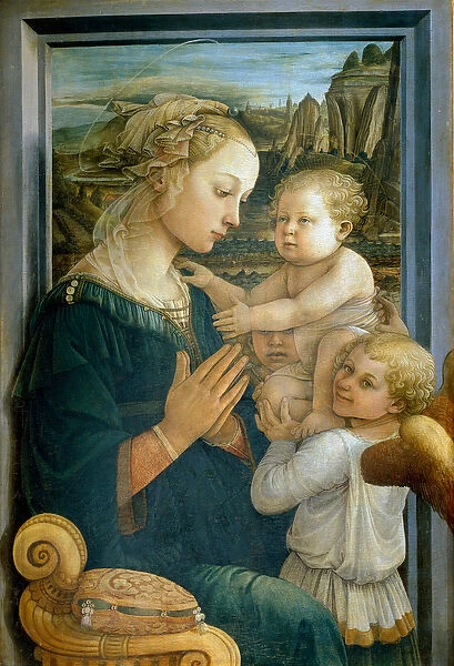 Virgin and Child and Two Angels, c. 1465 (Detrempe on wood)