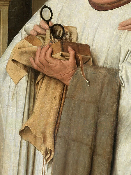 Detail of the Virgin and Child with Canon Joris van der Paele, 1434-36 (oil on panel)