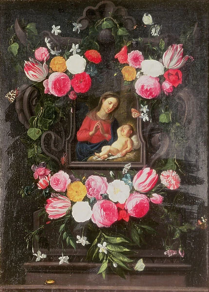 The Virgin and Child in a cartouche