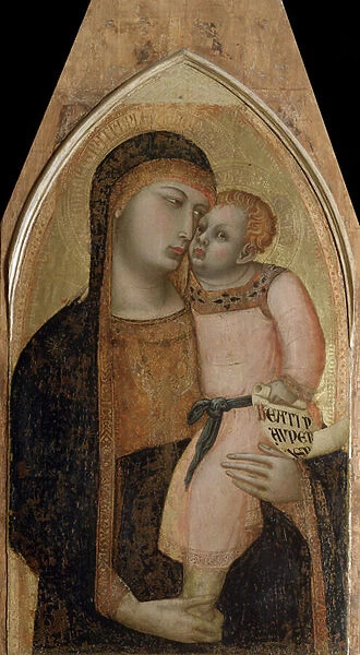 Virgin with child (central panel of the polyptych) - tempera and gold on panel