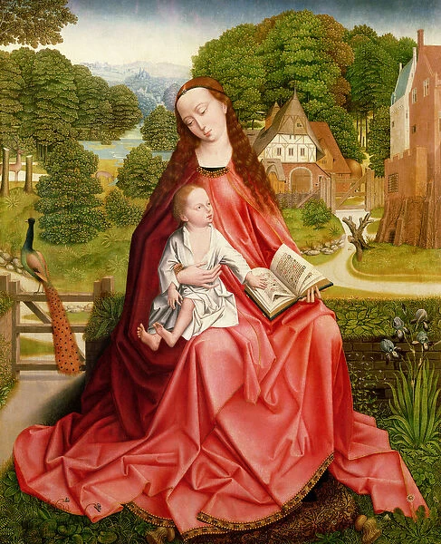 Virgin and Child in a Garden (oil on panel)