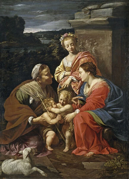 Virgin and child with John the Baptist as a Boy, Saint Elizabeth and Saint Catherine - Vouet, Simon (1590-1649) - 1625-1626 - Oil on canvas - 182x130 - Museo del Prado, Madrid