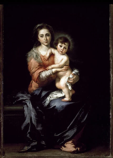Virgin with child - oil on canvas, 1650