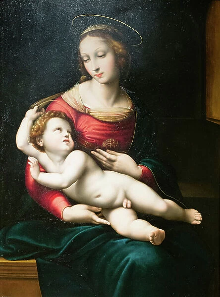 Virgin with Child, after Raphael (oil on panel)