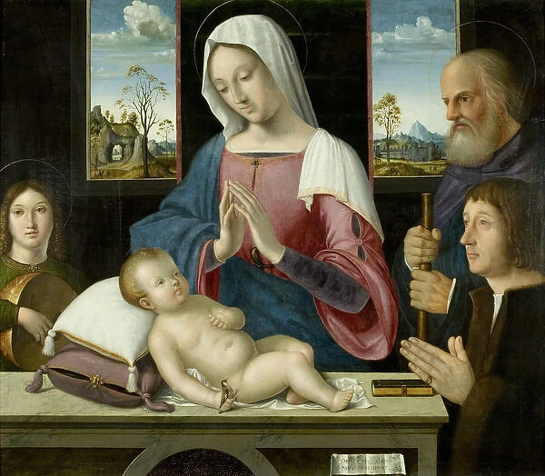 Virgin and Child with Saint Joseph and Donor, centre panel of the Withypool Triptych