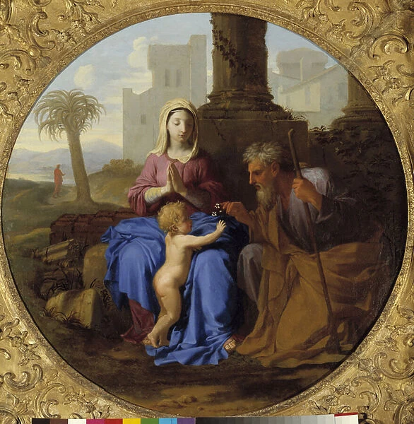 Virgin and Child with Saint Joseph Painting by Laurent de La Hyre (1606-1656)