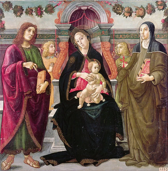 Virgin and Child with Two Saints (oil on panel)