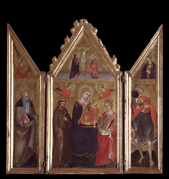Virgin with child and saints - tempera on wood, 15th century