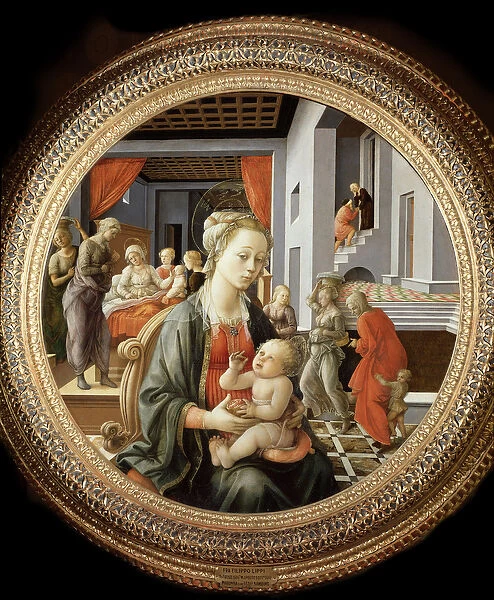 Virgin with child and Scenes from the Life of St Anne - oil on panel, c. 1450